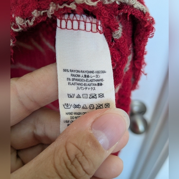 Free People Red Sunset Park Striped Thermal Tunic Knit Size Medium - Picture 5 of 10